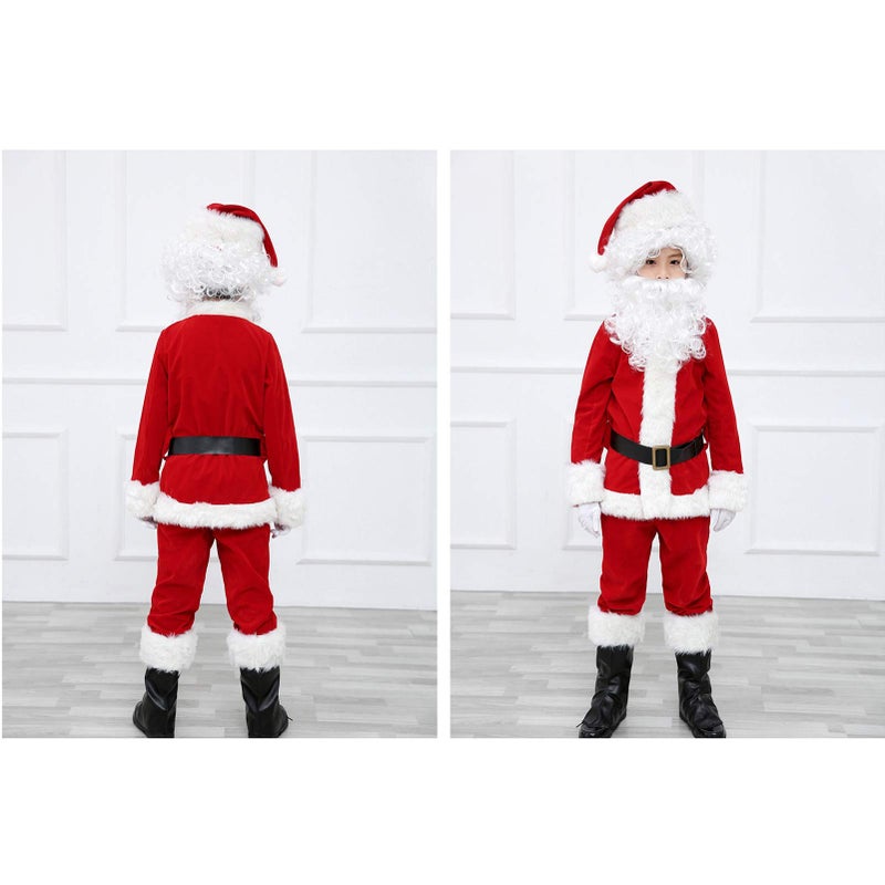 ELFJOY Children's Santa Suit Kids Christmas Halloween Costume Cosplay Set of 11 Pcs (Small) - Image 5